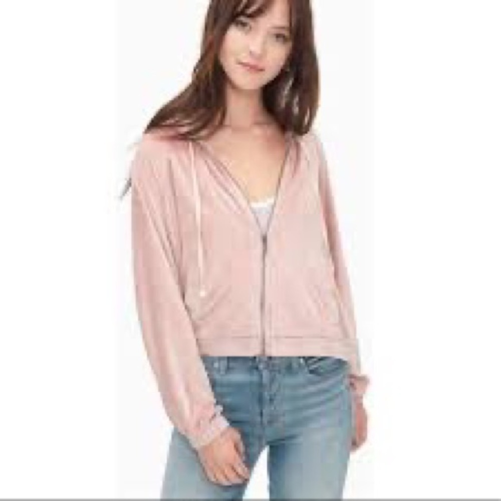 Anthropologie Splendid high end Velour soft blush pink Hoodie fits S & M…​